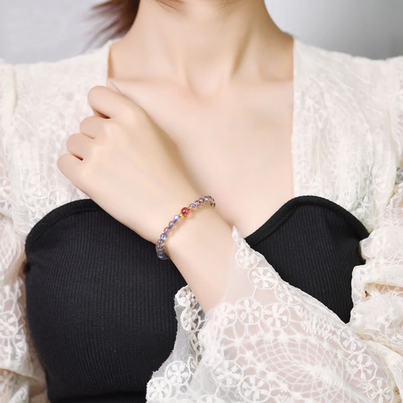 Pulsera de piedras de Buda con piedra lunar, cristal rosa y cinabrio, con propiedades curativas positivas 