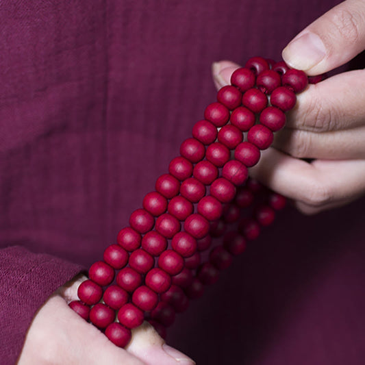 Pulsera de protección de madera de Abelia Biflora natural con 108 cuentas de mala de Buda