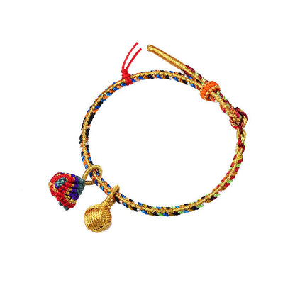 Pulsera con abalorios de bolas doradas Zongzi hechas a mano con cuerda colorida y piedras de Buda