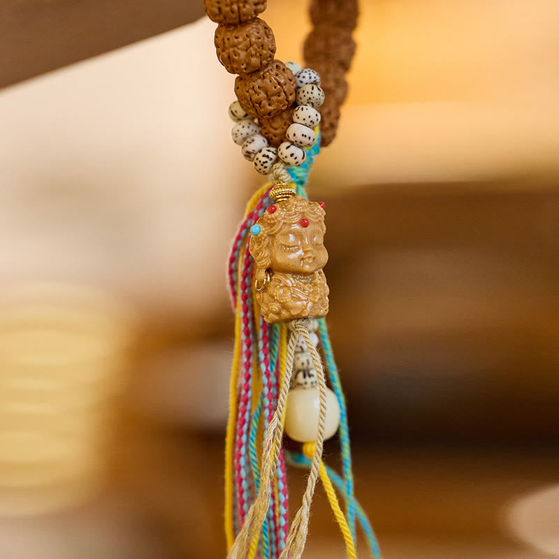 Pulsera tibetana de Rudraksha Bodhi con piedras de Buda y semillas de Bodhi.