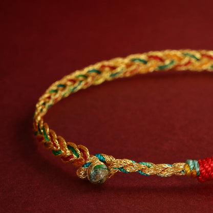 Buddha Stones Year of the Dragon Handmade Colorful Dragon Carved Success Braided Bracelet