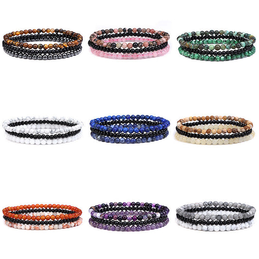Pulsera espiritual de paz interior con piedras de cristal natural de 3 piezas de Buddha Stones