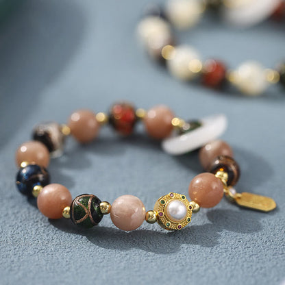 Pulsera con dijes de rueda de oración Om Mani Padme Hum, piedra de Buda, incienso tibetano, ceniza, vidrio Liuli, piedra Tridacna, piedra del sol