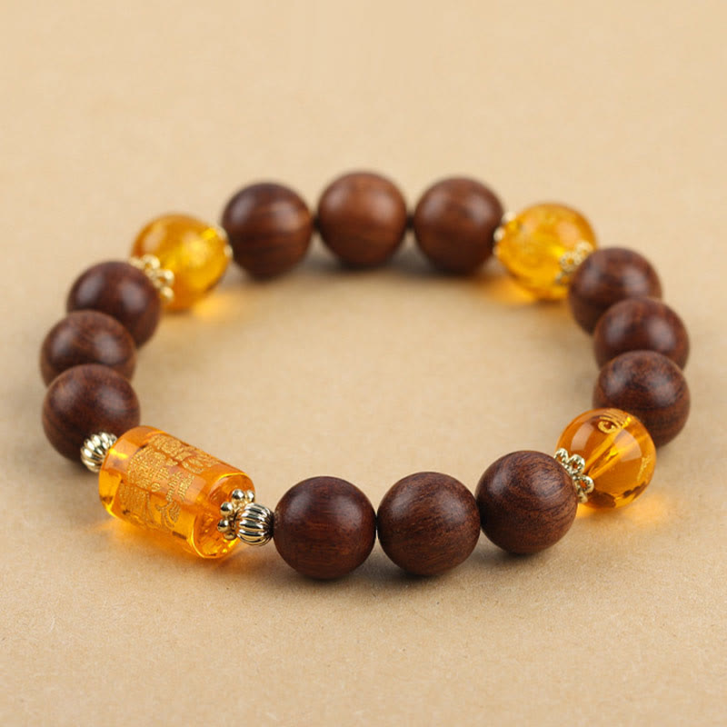 Buddha-Steine, natürliches Phoebe Zhennan-Holz, Om Mani Padme Hum, Gott des Reichtums, Kristall-Schutzarmband