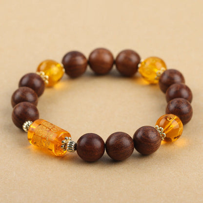 Buddha-Steine, natürliches Phoebe Zhennan-Holz, Om Mani Padme Hum, Gott des Reichtums, Kristall-Schutzarmband