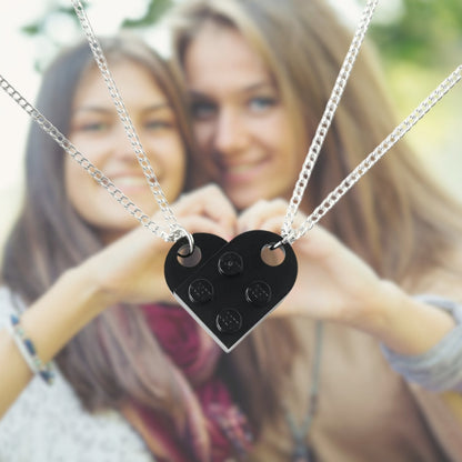 Best Friends Building Brick Heart Necklace