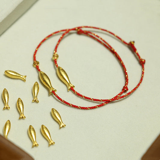 Pulsera trenzada de pez koi con piedras de Buda, chapada en oro de 14 quilates, para la suerte y la riqueza