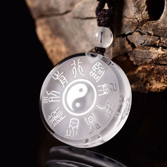Buddha-Steine ​​Taoismus Fünf Heilige Berge Yin Yang Symbol Liuli Kristall Balance Halskette Anhänger Schlüsselanhänger