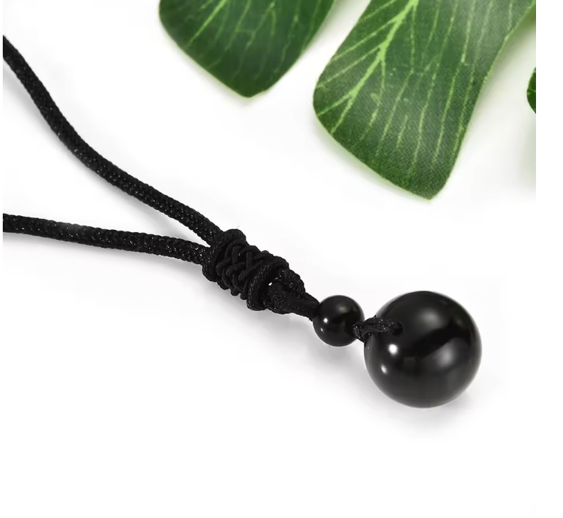 Black Obsidian Lucky Pendant Necklace