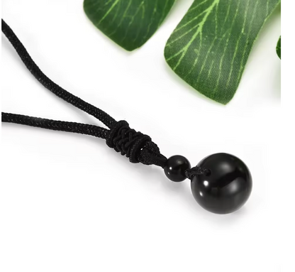 Black Obsidian Lucky Pendant Necklace
