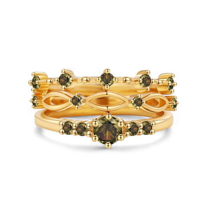 Braided Birthstone Stacking Ring Set