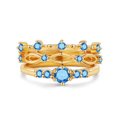 Braided Birthstone Stacking Ring Set