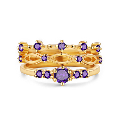 Braided Birthstone Stacking Ring Set