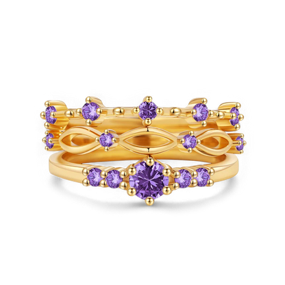 Braided Birthstone Stacking Ring Set