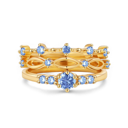 Braided Birthstone Stacking Ring Set
