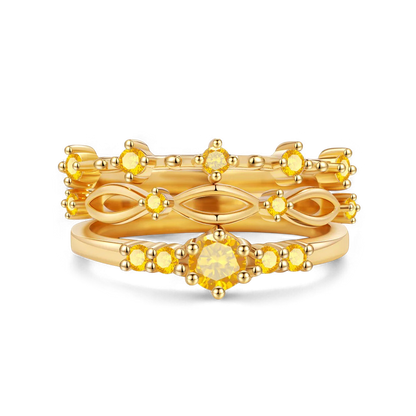 Braided Birthstone Stacking Ring Set