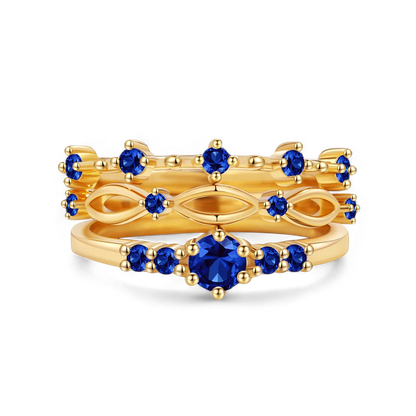 Braided Birthstone Stacking Ring Set