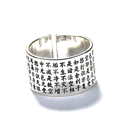 Buddhist's Wealth & Protection Amulet Scripture Open Ring