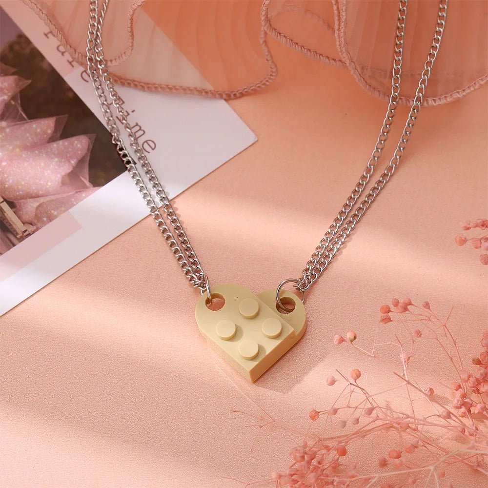 Building Brick Heart Friendship Necklace