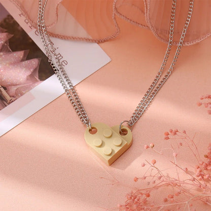 Building Brick Heart Friendship Necklace