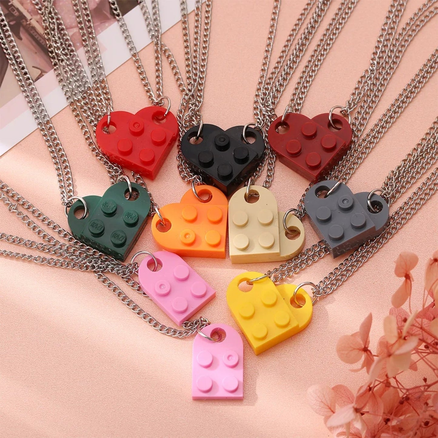 Building Brick Heart Friendship Necklace