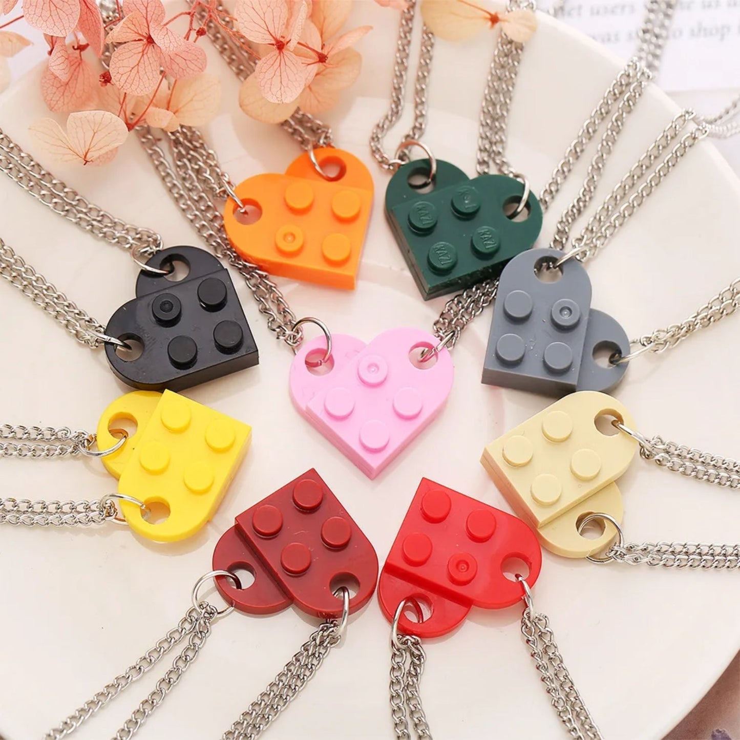 Building Brick Heart Friendship Necklace