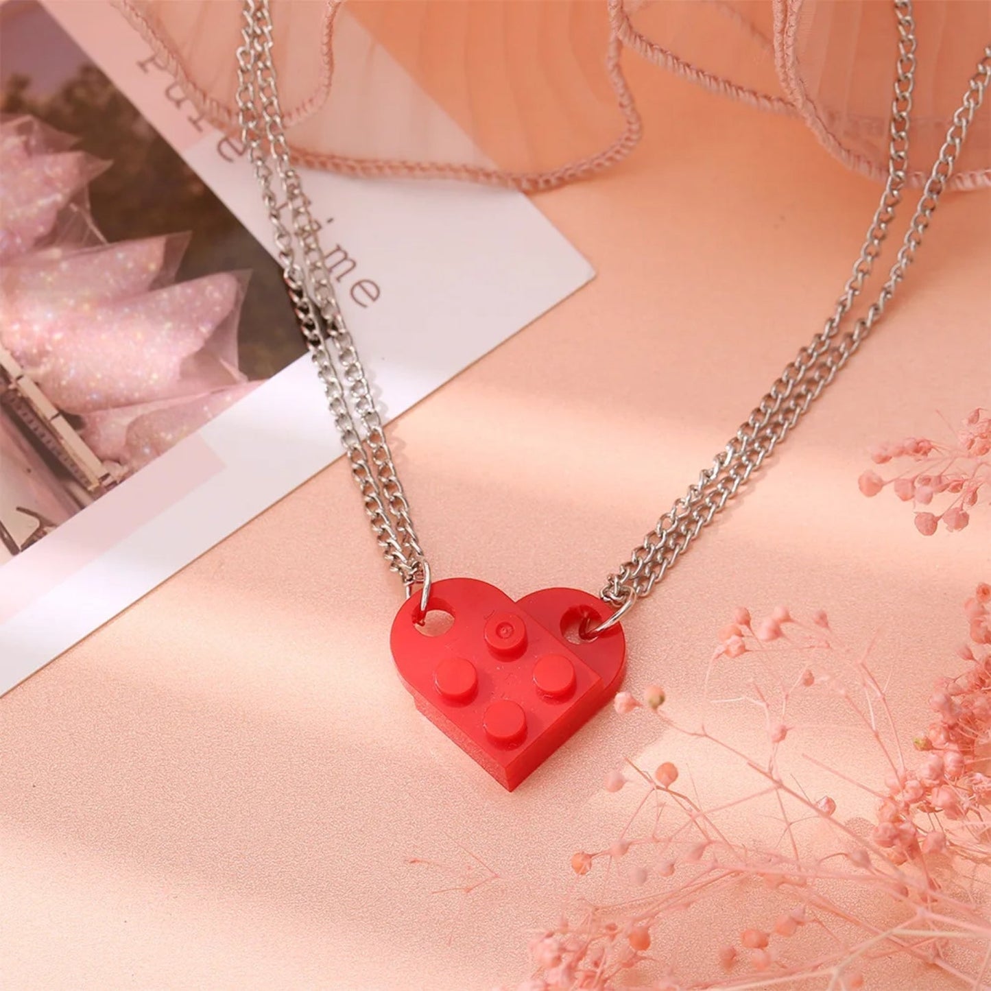 Building Brick Heart Friendship Necklace