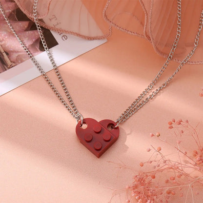 Building Brick Heart Friendship Necklace