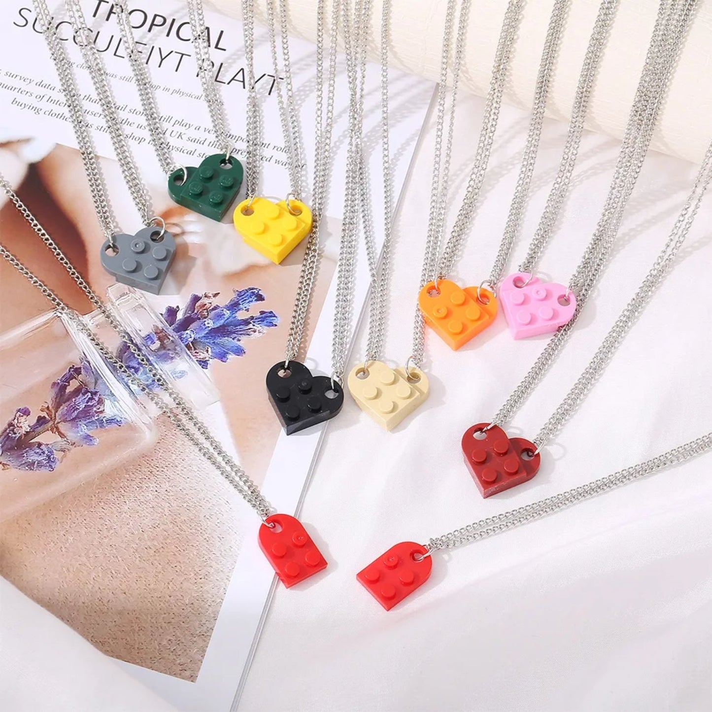 Building Brick Heart Friendship Necklace
