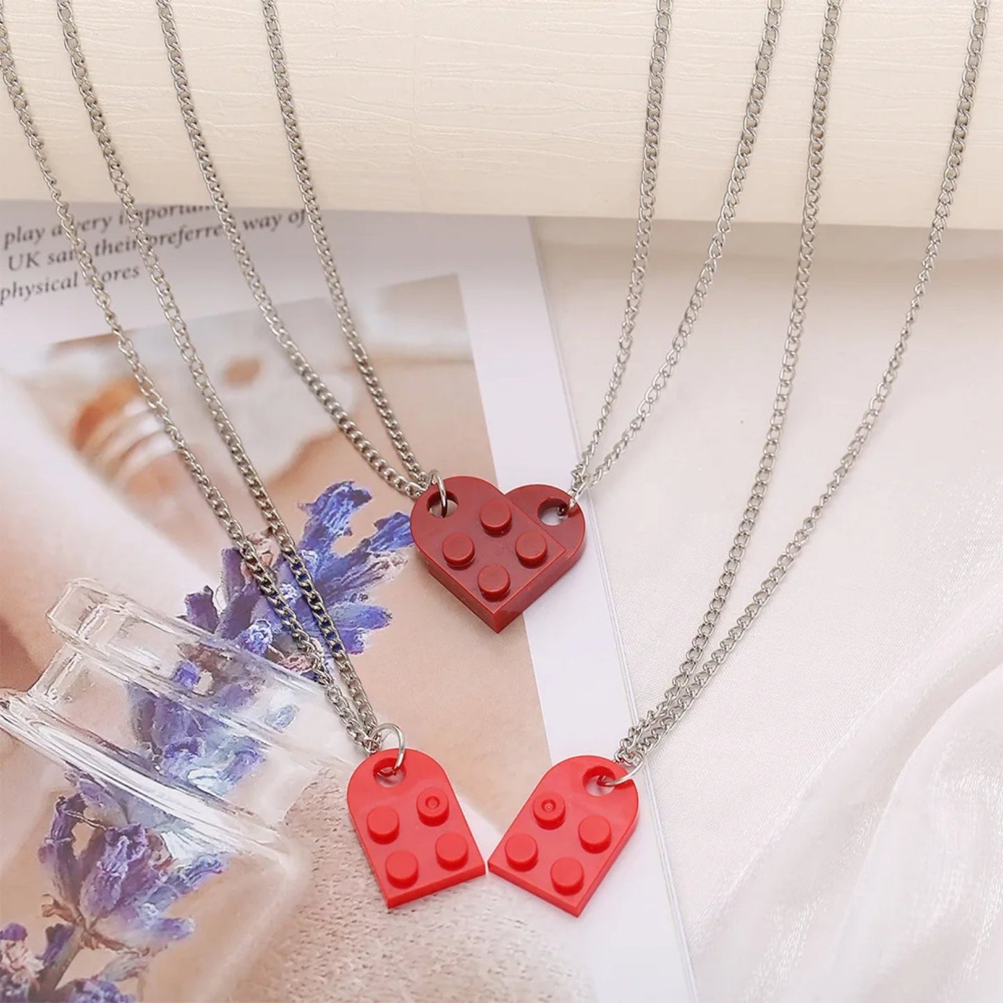 Building Brick Heart Friendship Necklace