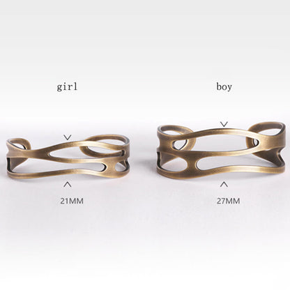Brazalete ajustable de cobre y latón con piedras de Buda, estilo vintage, curvado y con símbolo de riqueza