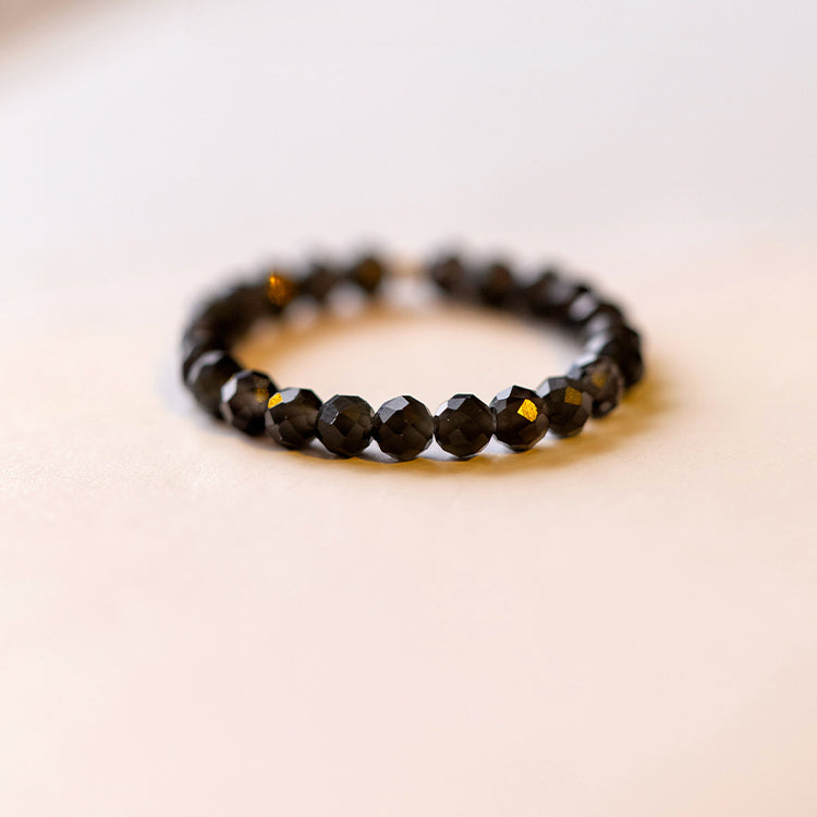 Anillo de obsidiana negra ultrafina de 3 mm