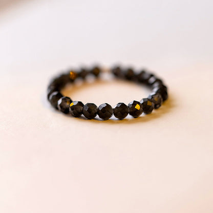 Anillo de obsidiana negra ultrafina de 3 mm