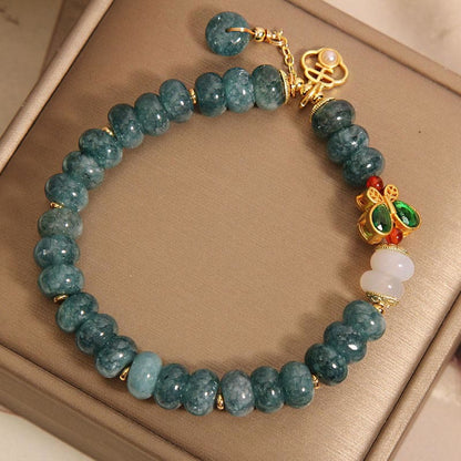 Buddha Stones Jade White Agate Butterfly Abacus Beads Abundance Bracelet