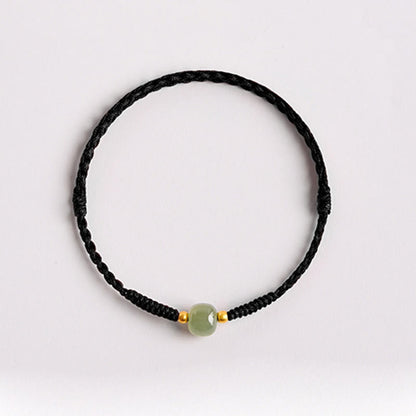 Buddha Stones Handgemachtes Jade Glücksperle Wohlstand Geflochtenes Armband
