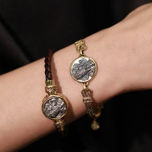 Pulsera tibetana de plata de ley 925 con piedras de Buda, zakiram, diosa de la riqueza, bendición y protección. 