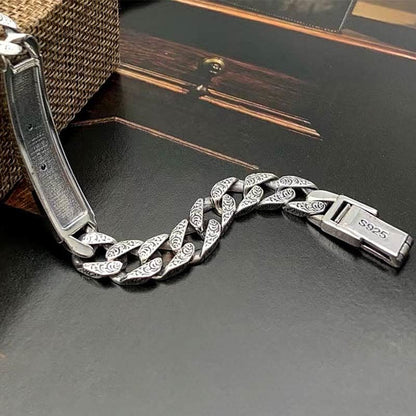 Pulsera de cadena de cobre con diseño floral de la dinastía Tang y piedras de Buda