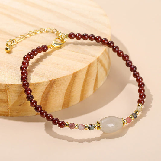 Buddha Stones Granat Jade Turmalin Perlen Passion Armband 