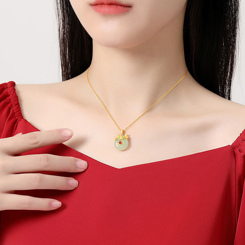 Collar con colgante de ágata roja y jade hetiano de Buda en plata de ley 925 con protección de la suerte del año del dragón y el zodiaco chino. 