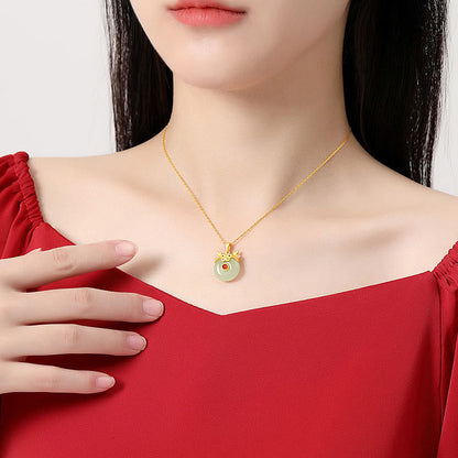Collar con colgante de ágata roja y jade hetiano de Buda en plata de ley 925 con protección de la suerte del año del dragón y el zodiaco chino. 