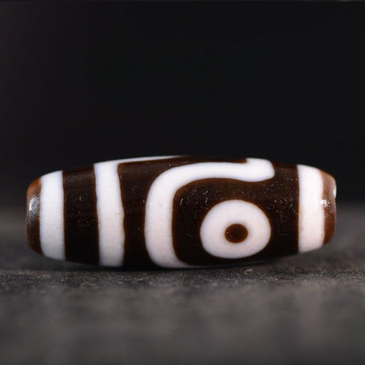 Tibetan Dzi Bead Pendant Agate Classic Black and White, Length 38mm Wide 12mm, Totem Random - Touch Bling