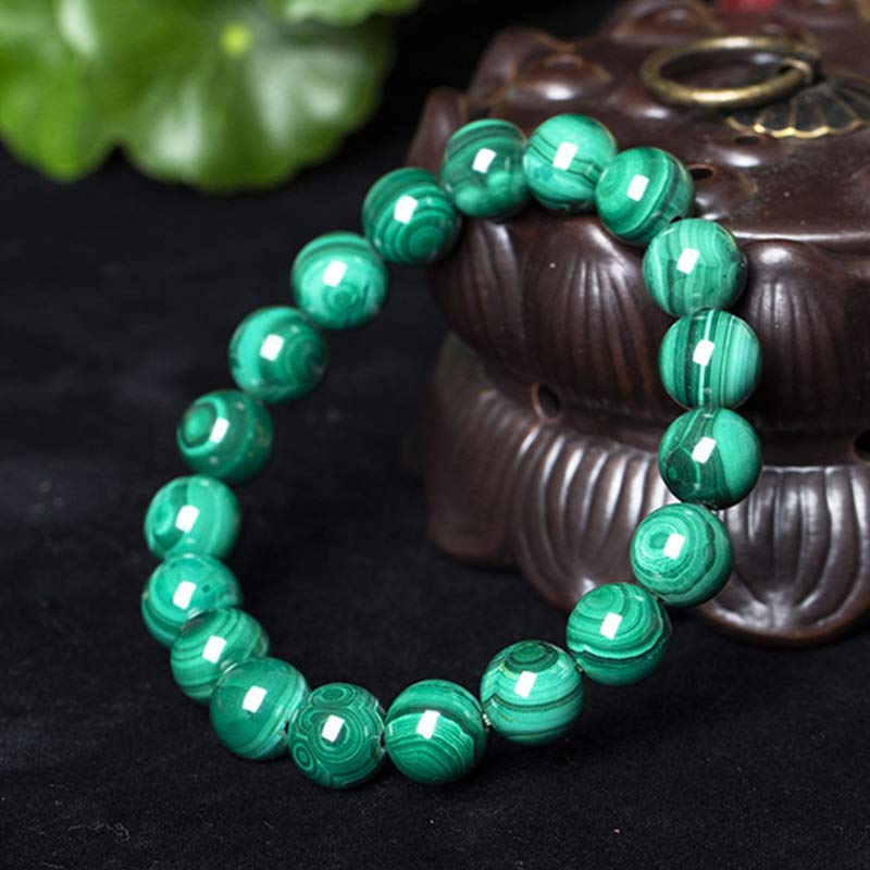 Pulsera de Malaquita Natural con Piedras de Buda para la Protección y la Calma
