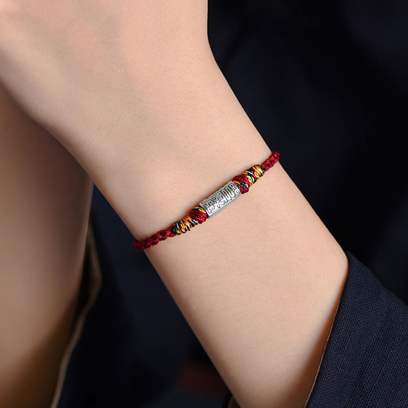 Pulsera tobillera de protección y fuerza con diseño "Todo va bien" de Buddha Stones, hecha a mano en plata de ley 925. 