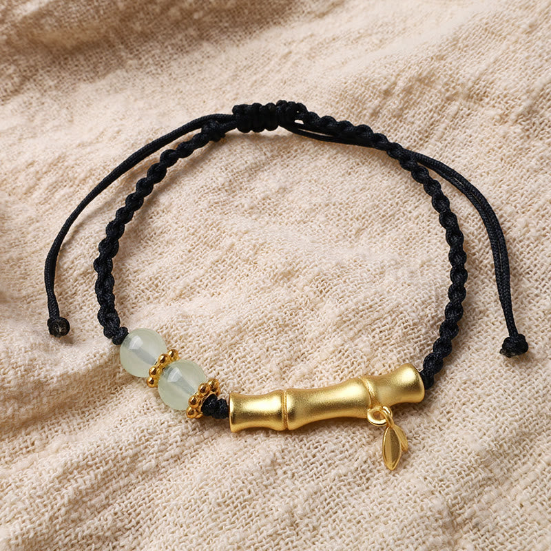 Pulsera trenzada con diseño de bambú y piedras de Buda para la suerte y la fuerza 