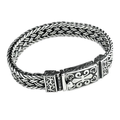 Pulsera de cadena trenzada curativa con diseño de tótem de vid retro y piedras de Buda