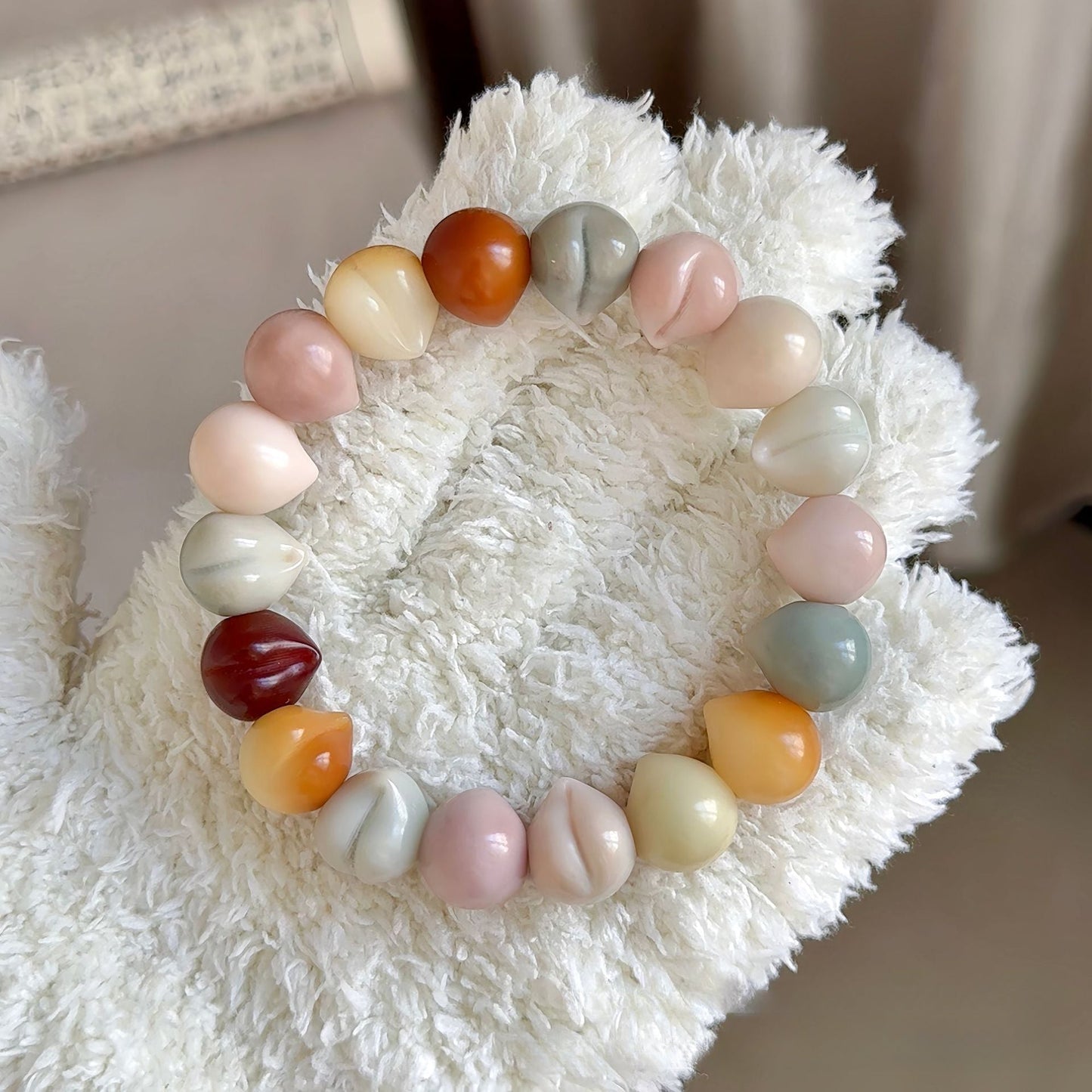 Hand-Carved Water Peach Bodhi Bracelet – Exquisite Craftsmanship - Touch Bling