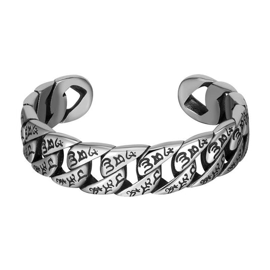 Pulsera de acero de titanio con piedras de Buda y mantra Om Mani Padme Hum tibetano 