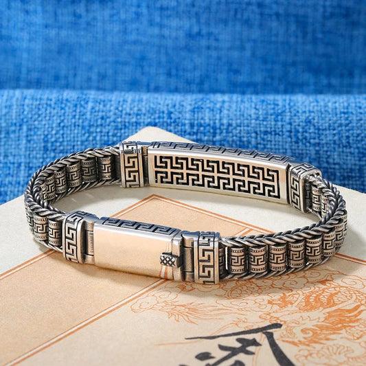 Pulsera giratoria con diseño de líneas vintage y piedras de Buda