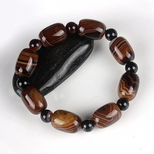 Buddha Stones Armband aus natürlichem Sardonyx, Mut und Glück