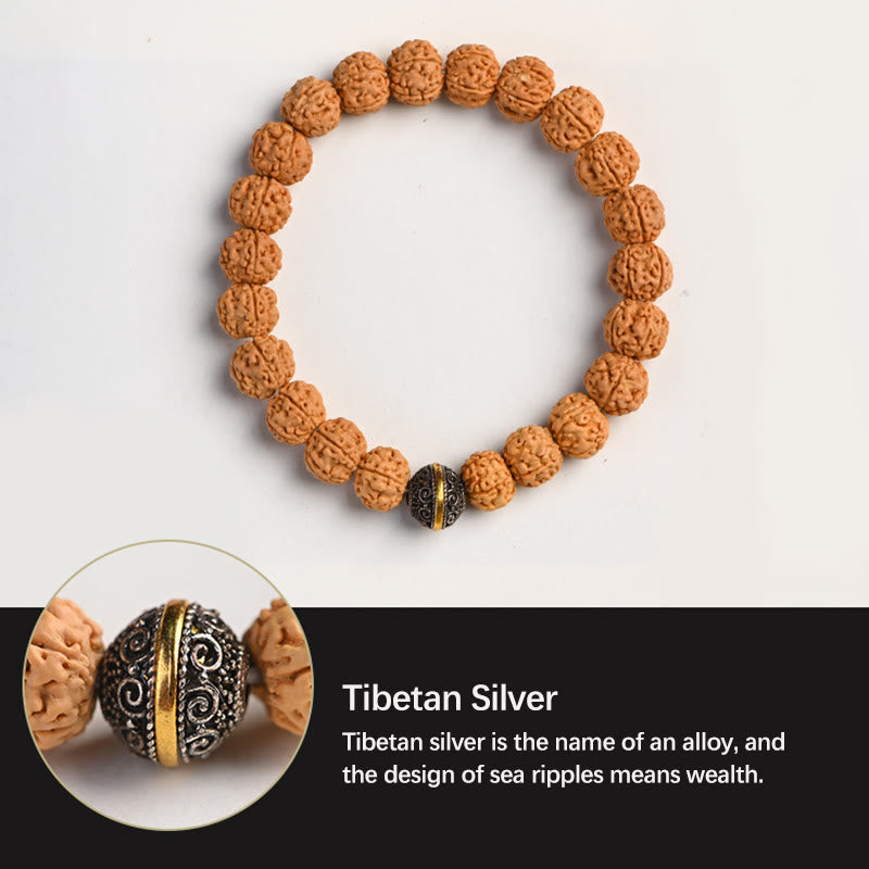 Buddha-Steine ​​Tibet Rudraksha Bodhi Samen Reichtum Glücksbringer Armband